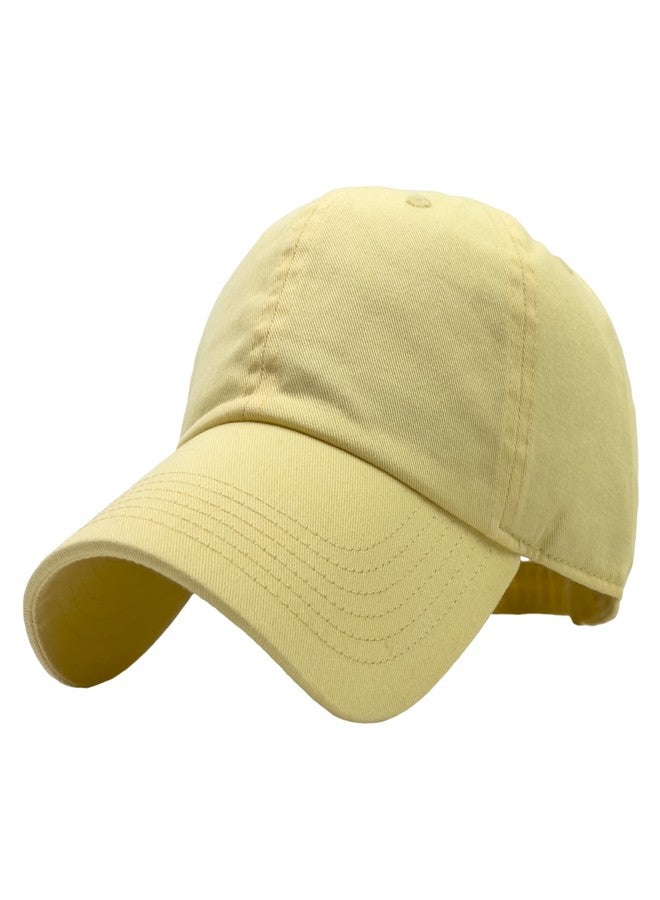 Utmost Unisex Classic Low Profile Cotton Baseball Cap Plain Blank Camoflauge Soft Unconstructed Adjustable Size Dad Hat (Light Yellow) - Image 1